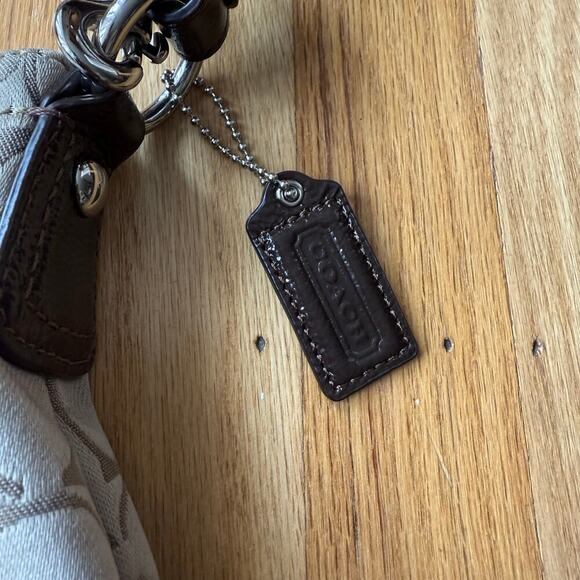 Coach Penelope Convertible Signature Sateen Brown Khaki Hobo Bag Purse F19232 - Picture 10 of 14